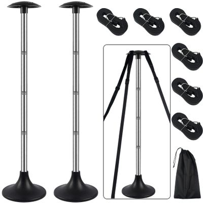 Boat Cover Support Poles 2 Pack,Stainless Steel Pole Boat Cover Support System with Webbing Strap,4-Stage Extension Adjustable Height of 16-59,for Boat Covers Prevent Water from Accumulation - Black