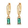 14K Gold Plated Cuff Small Hoop With Mini Green CZ Charm Drop Cartilage Earrings for Women Teen Girls Sensitive Ear 925 Sterling Silver Post Huggie Hinged Hoops Crystal Tiny Piercing Tragus Hooped view 1