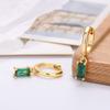 14K Gold Plated Cuff Small Hoop With Mini Green CZ Charm Drop Cartilage Earrings for Women Teen Girls Sensitive Ear 925 Sterling Silver Post Huggie Hinged Hoops Crystal Tiny Piercing Tragus Hooped view 2