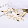 14K Gold Plated Cuff Small Hoop With Mini Green CZ Charm Drop Cartilage Earrings for Women Teen Girls Sensitive Ear 925 Sterling Silver Post Huggie Hinged Hoops Crystal Tiny Piercing Tragus Hooped view 3