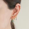 14K Gold Plated Cuff Small Hoop With Mini Green CZ Charm Drop Cartilage Earrings for Women Teen Girls Sensitive Ear 925 Sterling Silver Post Huggie Hinged Hoops Crystal Tiny Piercing Tragus Hooped view 4