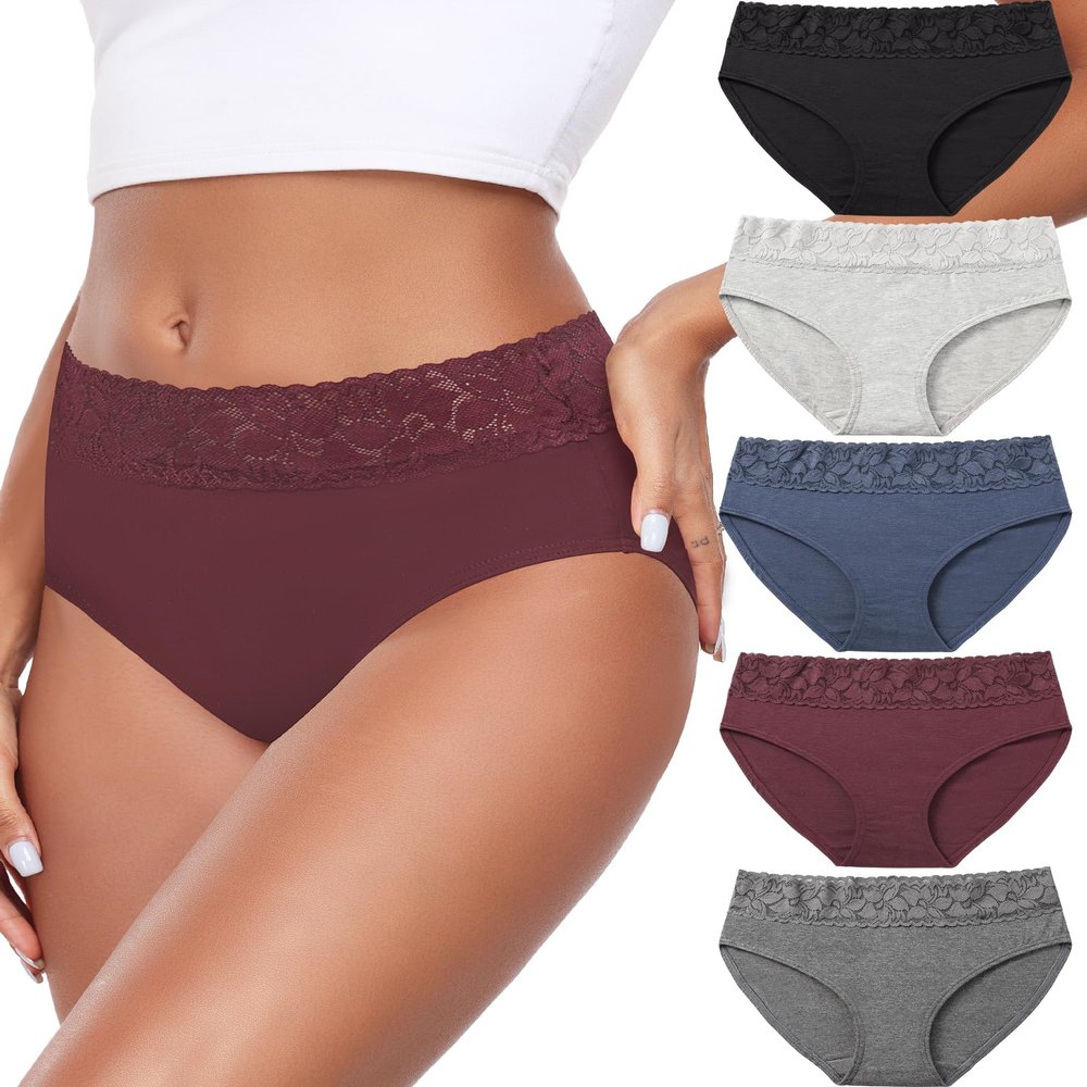 Altheanray pact underwear women Lace Bikini Panties for Women Breathable Hipster Comfort Stretch(PX3020M-BG)