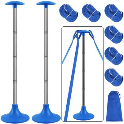 Boat Cover Support Poles 2 Pack,Stainless Steel Pole Boat Cover Support System with Webbing Strap,4-Stage Extension Adjustable Height of 16-59, for Boat Covers Prevent Water from Accumulation - Blue
