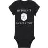 Gaming Baby Onesie and Hat - My Parents Rolled A Crit - Natural 20 (0-3 Month - Black Fabric - White Design) view 4