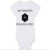 Gaming Baby Onesie - My Parents Rolled A Crit (0-3 Month - White Fabric - Black Design) view 4
