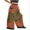 Orient Trail Open Ankle Wide Leg Harem Pants with Pocket - Yoga Flowy Pants for Women Large Mandela Olive view 2