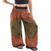 Orient Trail Open Ankle Wide Leg Harem Pants with Pocket - Yoga Flowy Pants for Women Large Mandela Olive view 3