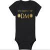 Gaming Baby Onesie and Bib - My Dad's The DM - Dragon (6-12 Month - Black Fabric - Gold Design) view 4
