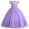 IWEMEK Fly Sleeves Flower Girls Embroidery Long Sparkly Sequin Princess Dress Bridesmaid Pageant Evening Gown Birthday Wedding Party Floor Length Gown Tulle Maxi Dress Purple 13-14 Years view 1