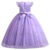 IWEMEK Fly Sleeves Flower Girls Embroidery Long Sparkly Sequin Princess Dress Bridesmaid Pageant Evening Gown Birthday Wedding Party Floor Length Gown Tulle Maxi Dress Purple 13-14 Years view 2
