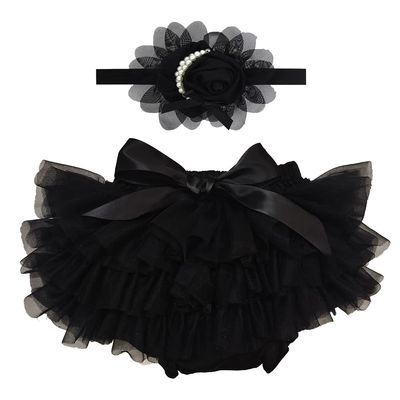 babygdesigns Baby Girl Black Tutu Soft and Fluffy - Baby Girl Tutu Skirt with Diaper Cover - Infant Tutu with 2 Headbands - Tutus for Girls