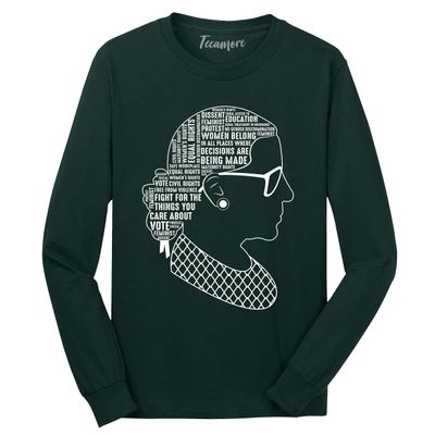 TEEAMORE Notorious RBG Ruth Bader Ginsburg Quotes Shirt Women Feminist Long Sleeve T-Shirt Gifts Forest Green