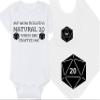 Gaming Baby Onesie and Blanket - My Mom Rolled A Natural 20 When She Crafted Me - Solid D20 Die (0-3 Month - White Fabric - Black Design) view 1
