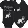 Gaming Baby Onesie and Bib - Dungeon Crawler with Baby - Baby Crawling (6-12 Month - Black Fabric - Silver Design) view 1