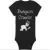 Gaming Baby Onesie and Bib - Dungeon Crawler with Baby - Baby Crawling (6-12 Month - Black Fabric - Silver Design) view 4
