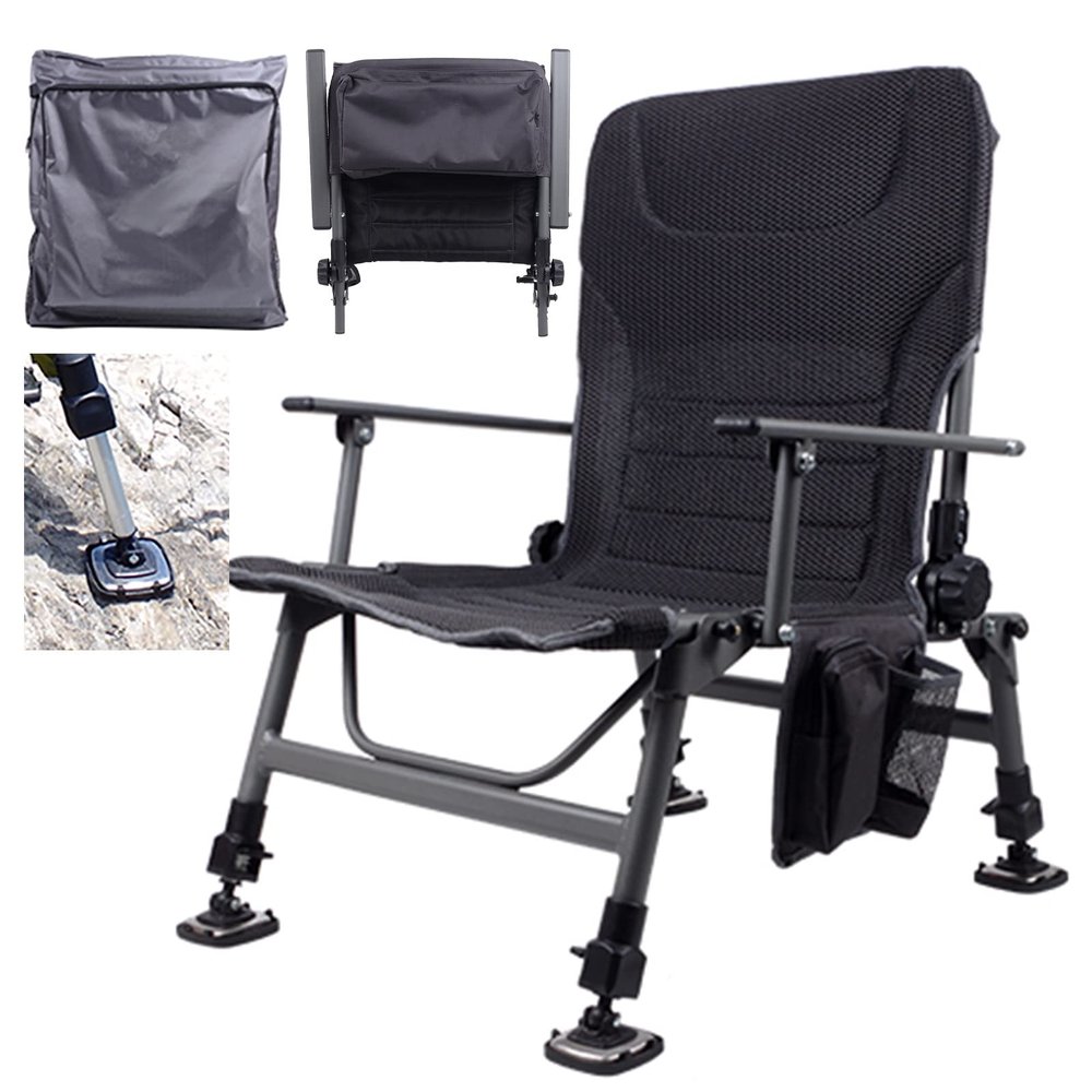 BBHW All Terrain Fishing Chairs Ultralight Collapsible, Lawn Hiking Hunting Ice Fishing Camping Chair, Adjustable Height Portable Outdoor Chair