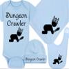 Gaming Baby Onesie and Hat - Dungeon Crawler with Baby - Dungeon Crawler (0-3 Month - Blue Fabric - Black Design) view 1