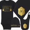 Gaming Baby Onesie and Bib - My Mom Rolled A Natural 20 When She Crafted Me - Solid D20 Die (3-6 Month - Black Fabric - Gold Design) view 1