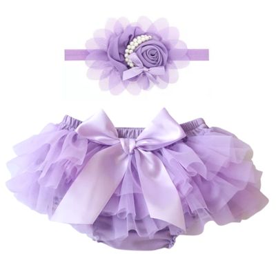 babygdesigns Baby Girl Lavender Tutu Soft and Fluffy - Baby Girl Tutu Skirt with Diaper Cover - Infant Tutu with 2 Headbands - Tutus for Girls