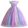 Fly Sleeves Flower Girls Embroidery Long Dress Sparkly Sequin Princess Dress Bridesmaid Pageant Evening Gown Birthday Rainbow Party Floor Length Gowns Tulle Maxi Dress Purple Rainbow 13-14 Years view 1