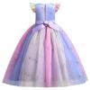 Fly Sleeves Flower Girls Embroidery Long Dress Sparkly Sequin Princess Dress Bridesmaid Pageant Evening Gown Birthday Rainbow Party Floor Length Gowns Tulle Maxi Dress Purple Rainbow 13-14 Years view 2