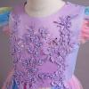 Fly Sleeves Flower Girls Embroidery Long Dress Sparkly Sequin Princess Dress Bridesmaid Pageant Evening Gown Birthday Rainbow Party Floor Length Gowns Tulle Maxi Dress Purple Rainbow 13-14 Years view 3