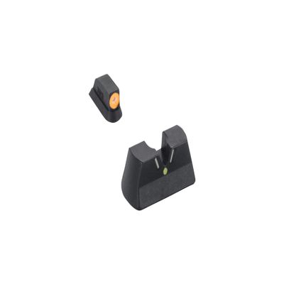 Meprolight MEPRO Hyper-Bright Fixed V-Shaped Rear Tritium Day and Night Pistol Sights Compatible with CZ 75,85,97,SP01, with Extra Bright Orange Colored Ring and Green tritium, Black