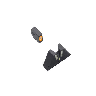 MEPRO Hyper-Bright Fixed V-Shaped Rear tritium Night Sights Compatible with Glock Standard Frames 17,19,22-25,28,31-35,37,38,39, with Extra Bright Orange Ring