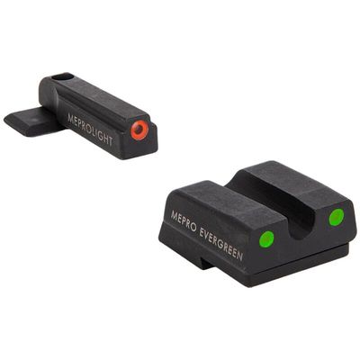 Meprolight Evergreen Pistol Sight Set for H&K 45/P30/VP9/SFP9, Orange/Green, Lightweight, Authentic Product (83100051)