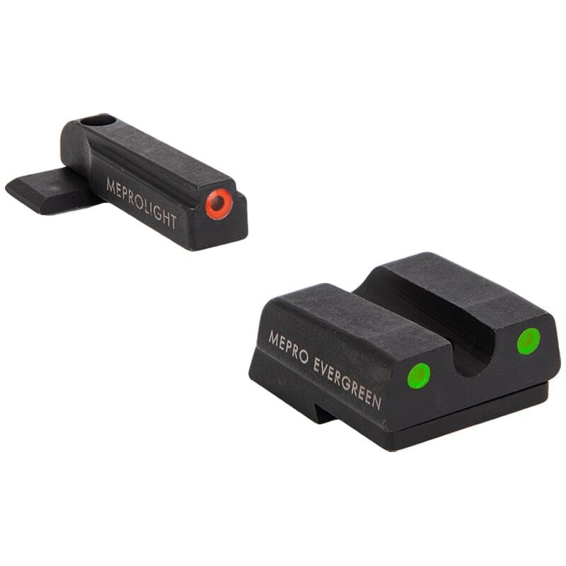 Meprolight Evergreen Pistol Sight Set for H&K 45/P30/VP9/SFP9, Orange/Green, Lightweight, Authentic Product (83100051)