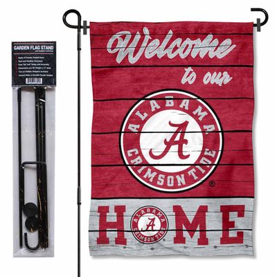 Alabama Crimson Tide Welcome to our Home Garden Flag with Stand Holder
