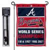 Atlanta Braves 4 Time Champions Garden Flag and Pole Stand Mount view 1