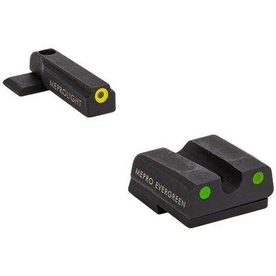 Meprolight Evergreen Pistol Sight Set for H&K 45/P30/VP9/SFP9, Yellow/Green, Lightweight, Authentic Product (83300051)