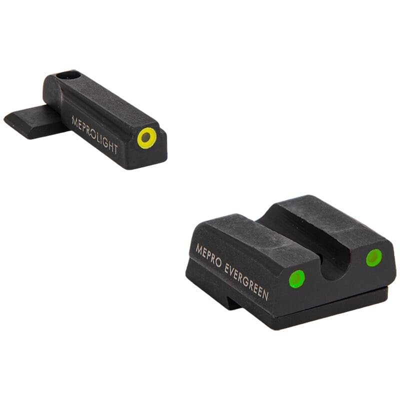 Meprolight Evergreen Pistol Sight Set for H&K 45/P30/VP9/SFP9, Yellow/Green, Lightweight, Authentic Product (83300051)