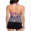 SALT + COVE Salt + Cove Womens Swimwear Medium Tankini Leopard Top Black M Black Pink view 2