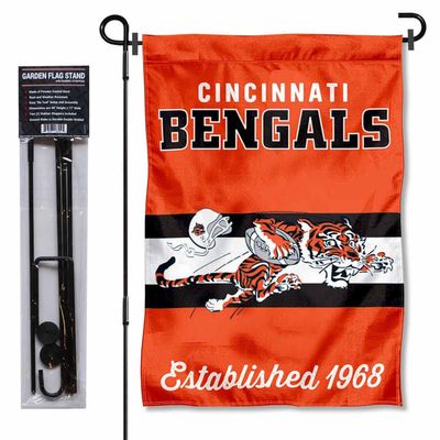 Cincinnati Bengals Throwback Retro Vintage Garden Flag and Flagpole Mount