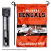 Cincinnati Bengals Throwback Retro Vintage Garden Flag and Flagpole Mount view 2