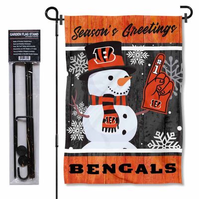 Cincinnati Bengals Holiday Snowman Garden Flag and Flagpole Mount