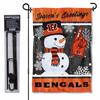 Cincinnati Bengals Holiday Snowman Garden Flag and Flagpole Mount view 1