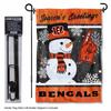 Cincinnati Bengals Holiday Snowman Garden Flag and Flagpole Mount view 2