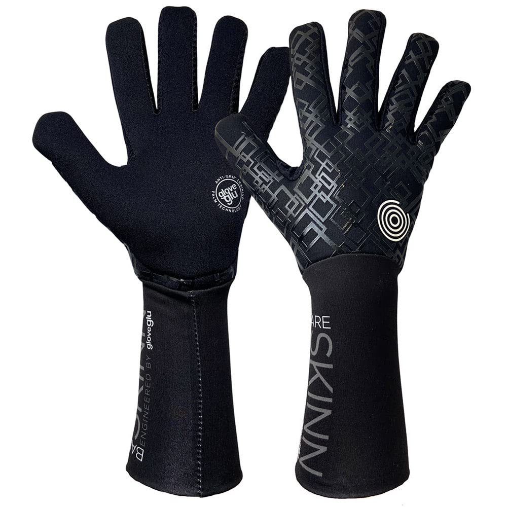 GloveGlu Bare SKINN JR (no Grip Training Glove) Goalkeeper Gloves Size 6 Black