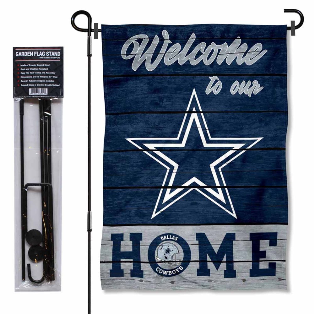 Dallas Cowboys Welcome To Our Home Garden Flag and Flagpole Mount