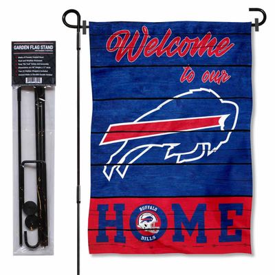 Buffalo Bills Welcome To Our Home Garden Flag and Flagpole Mount