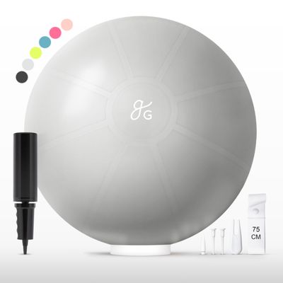 Greater Goods Yoga Ball 75cm Anti-Burst Exercise Ball for Pilates, Stability, Pregnancy & Workouts, Includes Pump, Gray