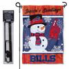 Buffalo Bills Holiday Snowman Garden Flag and Flagpole Mount view 1