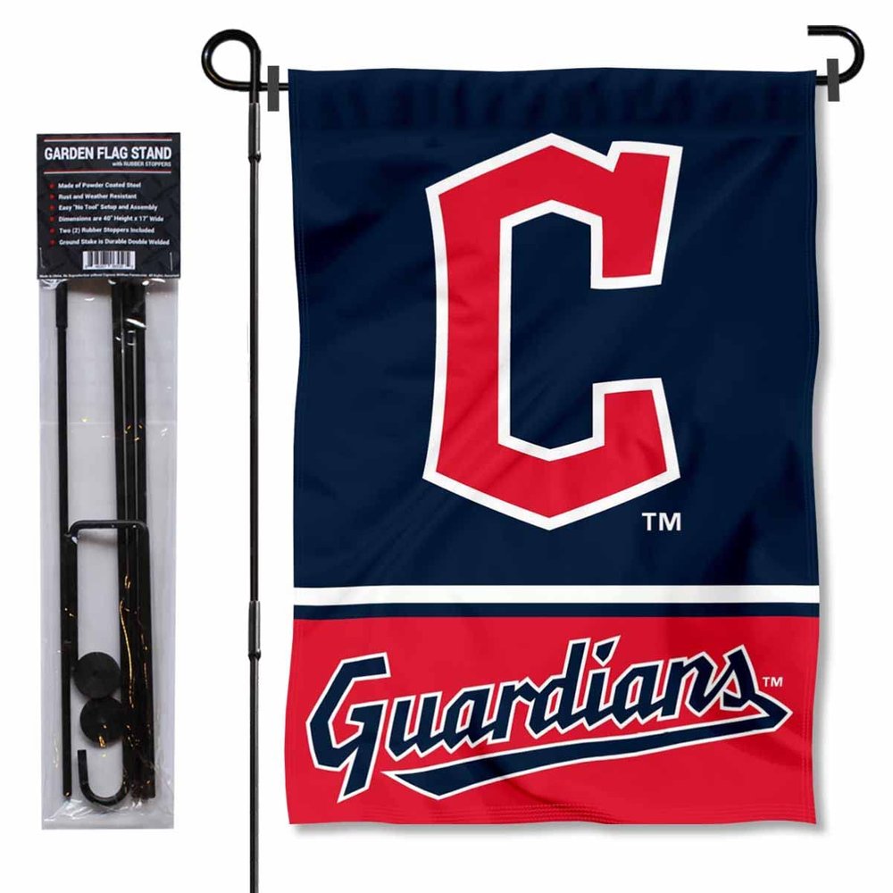 Cleveland Baseball Diamond C Garden Flag and Pole Stand Mount