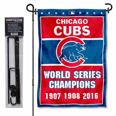 Chicago Baseball 3 Time Champions Garden Flag and Pole Stand Mount