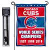 Chicago Baseball 3 Time Champions Garden Flag and Pole Stand Mount view 1