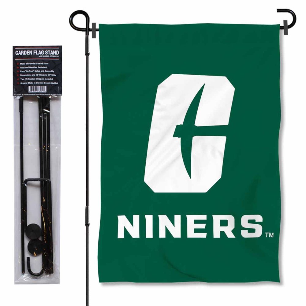 Charlotte 49ers Garden Flag with Pole Stand Holder