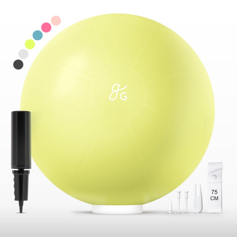 Greater Goods Yoga Ball 75cm Anti-Burst Exercise Ball for Pilates, Stability, Pregnancy & Workouts, Includes Pump, Avocado Green